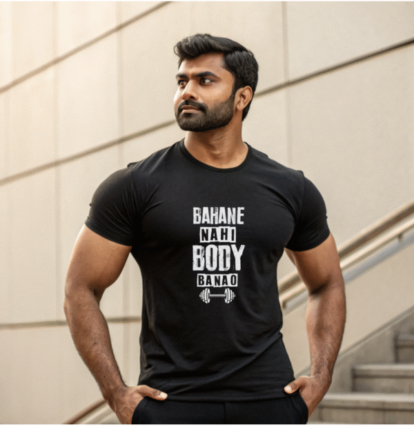 "Bahane Nahi, Body Banao" T-shirt - Image 4